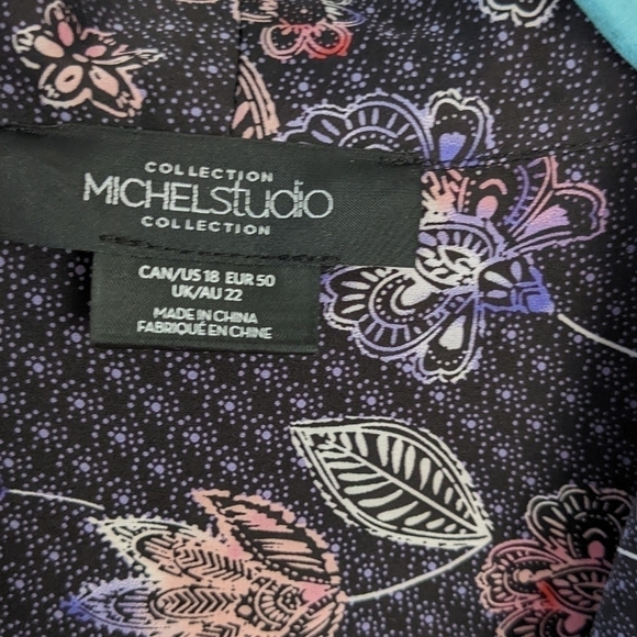 MICHEL Studio satin floral wrap blouse top shirt size 18 @B5 - Picture 6 of 9